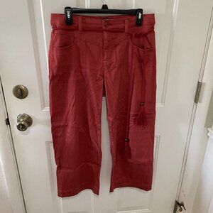 LIVERPOOL Kendall Belted Crop Wide Leg Pant Burnt Orange Sz 14/32